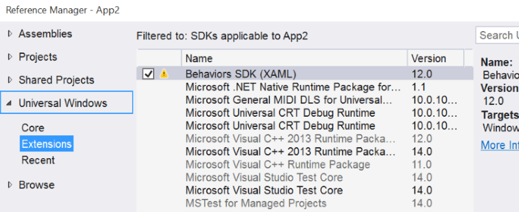 reference behavior SDK